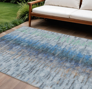 HomeRoots 10' Blue and Ivory Abstract Washable Area Rug - Stylish, Durable, Indoor/Outdoor, Machine-Washable Design 659131