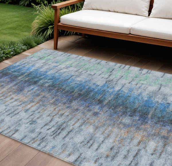 HomeRoots 10' Blue and Ivory Abstract Washable Area Rug - Stylish, Durable, Indoor/Outdoor, Machine-Washable Design 659131