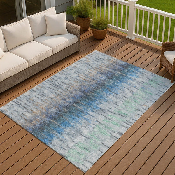 HomeRoots 10' Blue and Ivory Abstract Washable Area Rug - Stylish, Durable, Indoor/Outdoor, Machine-Washable Design 659131