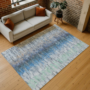 HomeRoots 10' Blue and Ivory Abstract Washable Area Rug - Stylish, Durable, Indoor/Outdoor, Machine-Washable Design 659131