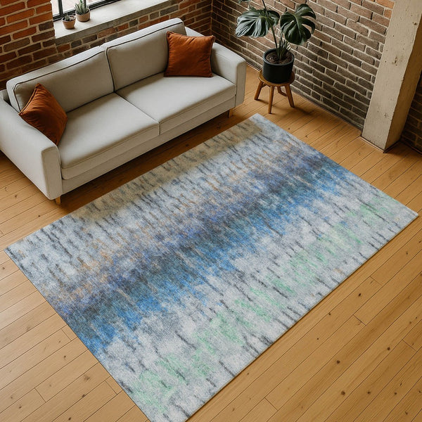 HomeRoots 10' Blue and Ivory Abstract Washable Area Rug - Stylish, Durable, Indoor/Outdoor, Machine-Washable Design 659131