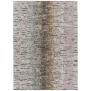 HomeRoots 5' X 8' Abstract Washable Indoor Outdoor Area Rug in Brown, Taupe & Ivory - Durable, Modern Design! 659133