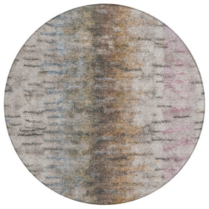 HomeRoots 8' Brown Taupe and Ivory Round Abstract Rug – Stylish, Washable, and Perfect for Indoor/Outdoor Use! 659134