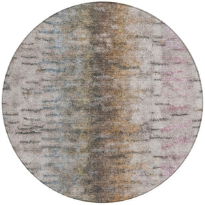 HomeRoots 8' Brown Taupe and Ivory Round Abstract Rug – Stylish, Washable, and Perfect for Indoor/Outdoor Use! 659134
