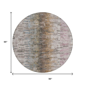 HomeRoots 8' Brown Taupe and Ivory Round Abstract Rug – Stylish, Washable, and Perfect for Indoor/Outdoor Use! 659134