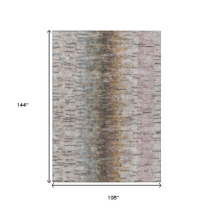 HomeRoots 9' X 12' Abstract Area Rug in Brown Taupe and Ivory - Stylish, Durable, Washable for Indoor/Outdoor Use 659136