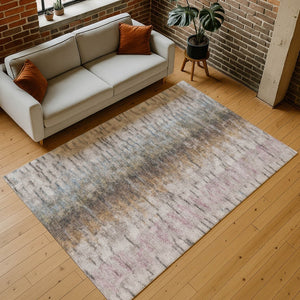HomeRoots 9' X 12' Abstract Area Rug in Brown Taupe and Ivory - Stylish, Durable, Washable for Indoor/Outdoor Use 659136