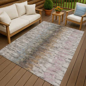 HomeRoots 9' X 12' Abstract Area Rug in Brown Taupe and Ivory - Stylish, Durable, Washable for Indoor/Outdoor Use 659136