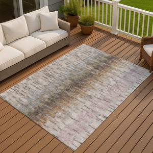 HomeRoots 10' Modern Abstract Washable Area Rug in Brown Taupe & Ivory - Indoor/Outdoor Versatile Design! 659137