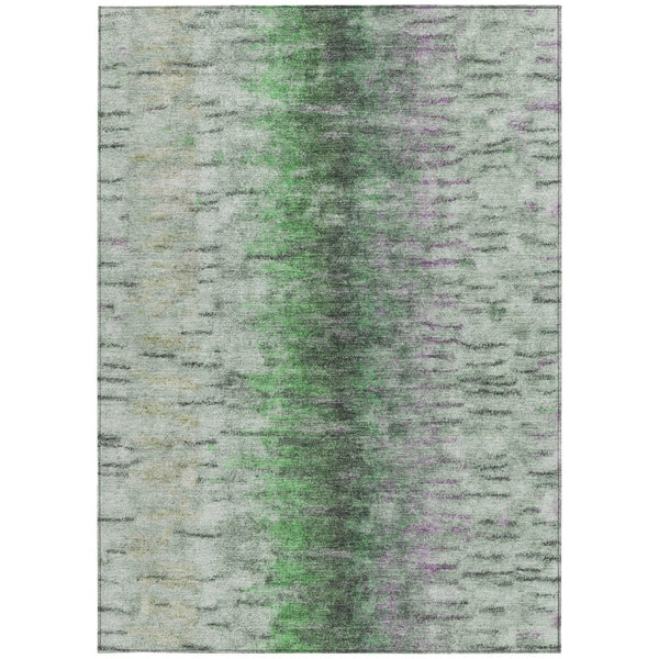 HomeRoots 5' Modern Abstract Washable Area Rug in Green, Gray & Ivory for Indoor/Outdoor Spaces, Durable & Stylish 659139