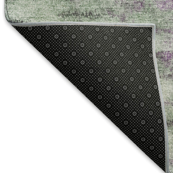 HomeRoots 8' Round Abstract Area Rug in Green, Gray & Ivory - Washable, Durable & Stylish for Indoor/Outdoor Use 659140