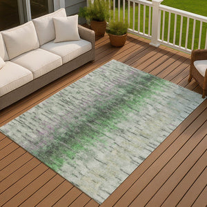 HomeRoots 8' X 10' Modern Abstract Area Rug in Green, Gray, Ivory - Washable, Durable for Indoor & Outdoor Use 659141