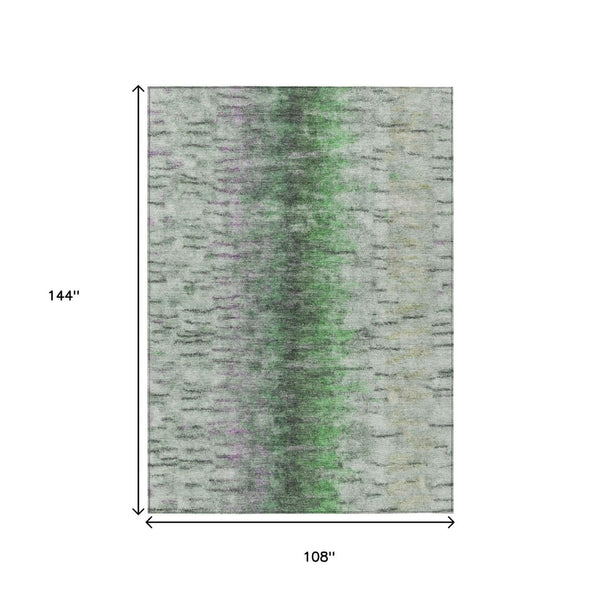 HomeRoots 9' X 12' Stylish Green, Gray & Ivory Abstract Washable Indoor/Outdoor Area Rug - Durable & Versatile 659142