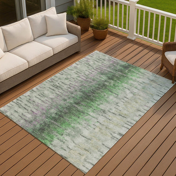 HomeRoots 10' Versatile Green Gray Ivory Abstract Washable Area Rug - Perfect for Indoor & Outdoor Spaces! 659143