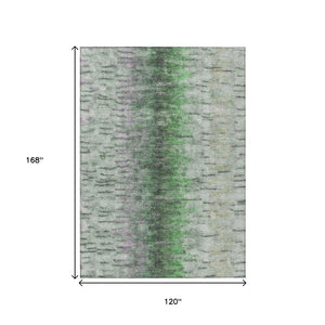 HomeRoots 10' Versatile Green Gray Ivory Abstract Washable Area Rug - Perfect for Indoor & Outdoor Spaces! 659143
