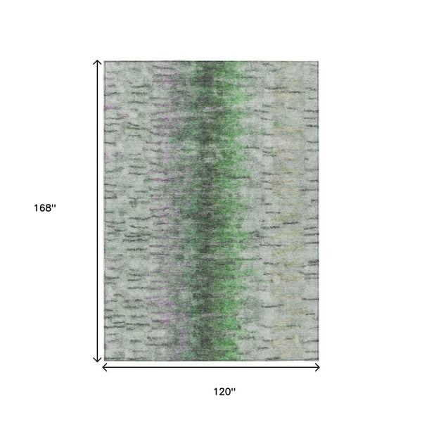 HomeRoots 10' Versatile Green Gray Ivory Abstract Washable Area Rug - Perfect for Indoor & Outdoor Spaces! 659143