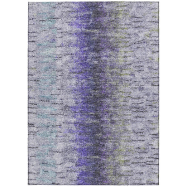HomeRoots 5' Elegant Purple, Ivory & Gray Abstract Washable Area Rug for Indoor/Outdoor Spaces - Durable & Stylish 659145