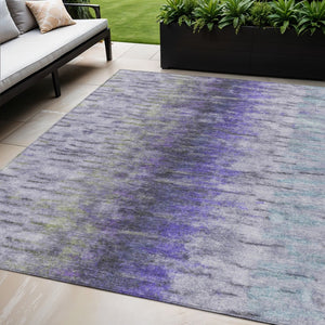 HomeRoots 5' Elegant Purple, Ivory & Gray Abstract Washable Area Rug for Indoor/Outdoor Spaces - Durable & Stylish 659145