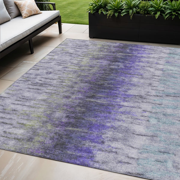 HomeRoots 5' Elegant Purple, Ivory & Gray Abstract Washable Area Rug for Indoor/Outdoor Spaces - Durable & Stylish 659145