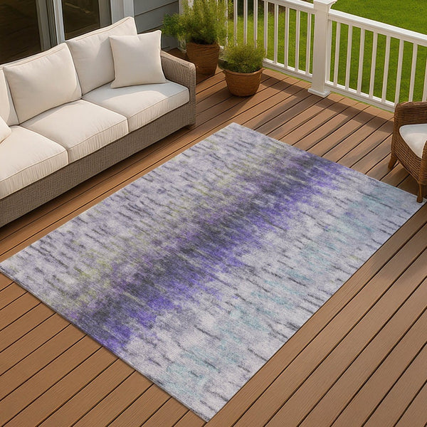 HomeRoots 5' Elegant Purple, Ivory & Gray Abstract Washable Area Rug for Indoor/Outdoor Spaces - Durable & Stylish 659145