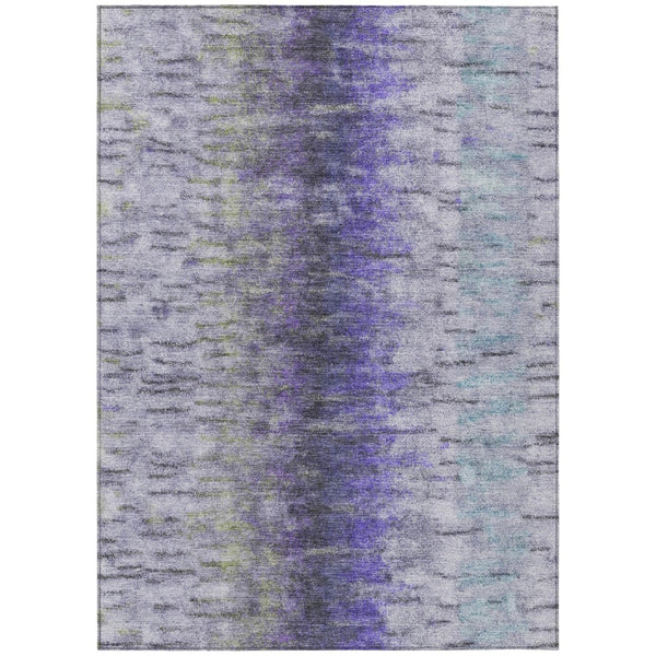 HomeRoots 5' Elegant Purple, Ivory & Gray Abstract Washable Area Rug for Indoor/Outdoor Spaces - Durable & Stylish 659145