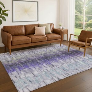 HomeRoots 5' Elegant Purple, Ivory & Gray Abstract Washable Area Rug for Indoor/Outdoor Spaces - Durable & Stylish 659145