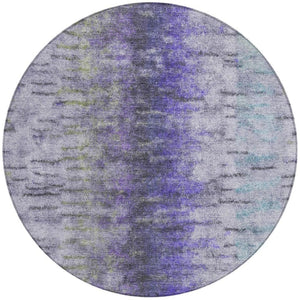 HomeRoots 8' Stylish Round Abstract Area Rug in Purple, Ivory & Gray - Washable, Durable for Indoor/Outdoor Use! 659146