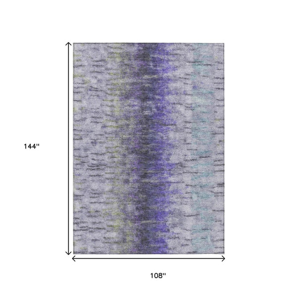 HomeRoots 9' Contemporary Purple Ivory and Gray Abstract Washable Area Rug for Indoor Outdoor Spaces 659148