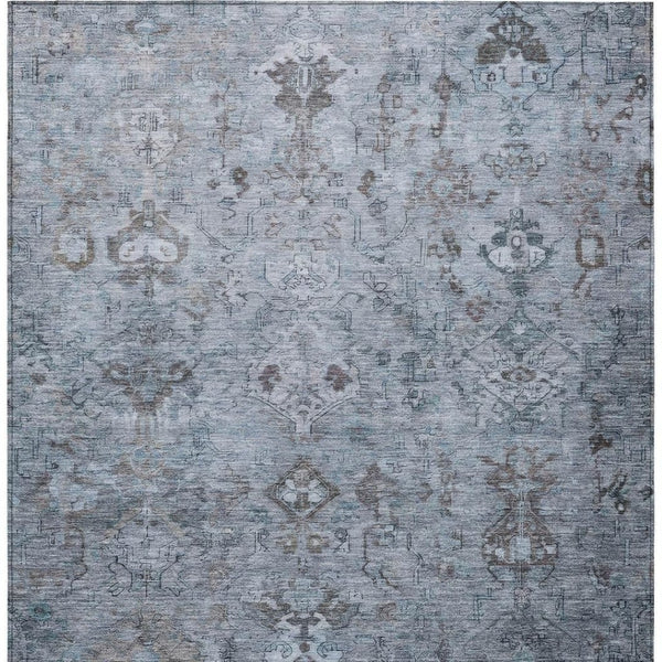HomeRoots 9' Blue Gray & Ivory Medallion Washable Rug - Durable Indoor/Outdoor Area Rug for Versatile Spaces 659154