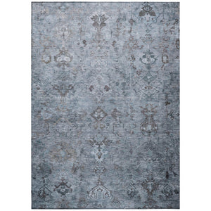 HomeRoots 9' Blue Gray & Ivory Medallion Washable Rug - Durable Indoor/Outdoor Area Rug for Versatile Spaces 659154