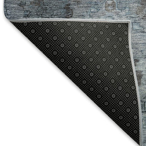 HomeRoots 9' Blue Gray & Ivory Medallion Washable Rug - Durable Indoor/Outdoor Area Rug for Versatile Spaces 659154