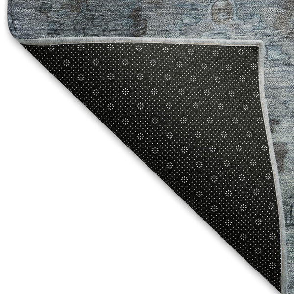 HomeRoots 9' Blue Gray & Ivory Medallion Washable Rug - Durable Indoor/Outdoor Area Rug for Versatile Spaces 659154