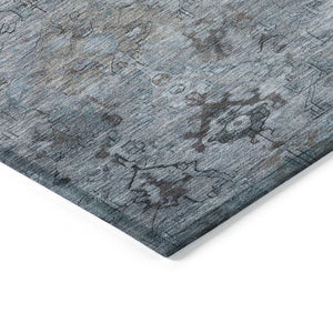 HomeRoots 9' Blue Gray & Ivory Medallion Washable Rug - Durable Indoor/Outdoor Area Rug for Versatile Spaces 659154