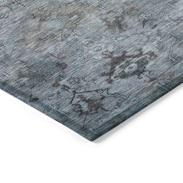 HomeRoots 9' Blue Gray & Ivory Medallion Washable Rug - Durable Indoor/Outdoor Area Rug for Versatile Spaces 659154