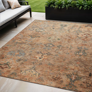 HomeRoots 5' X 8' Copper and Gray Medallion Washable Area Rug - Stylish, Durable, Indoor/Outdoor Versatility! 659157