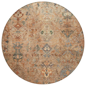 HomeRoots 8' Copper and Gray Round Medallion Rug – Stylish, Washable Area Rug for Indoor & Outdoor Spaces 659158