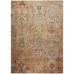 HomeRoots 9' X 12' Copper and Gray Medallion Area Rug - Stylish, Washable, Durable for Indoor & Outdoor Use 659160