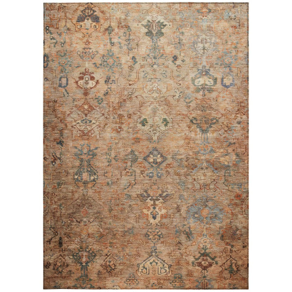 HomeRoots 9' X 12' Copper and Gray Medallion Area Rug - Stylish, Washable, Durable for Indoor & Outdoor Use 659160