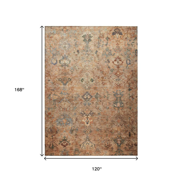 HomeRoots 10' Copper and Gray Medallion Washable Area Rug - Durable Indoor/Outdoor Style for High Traffic Spaces 659161