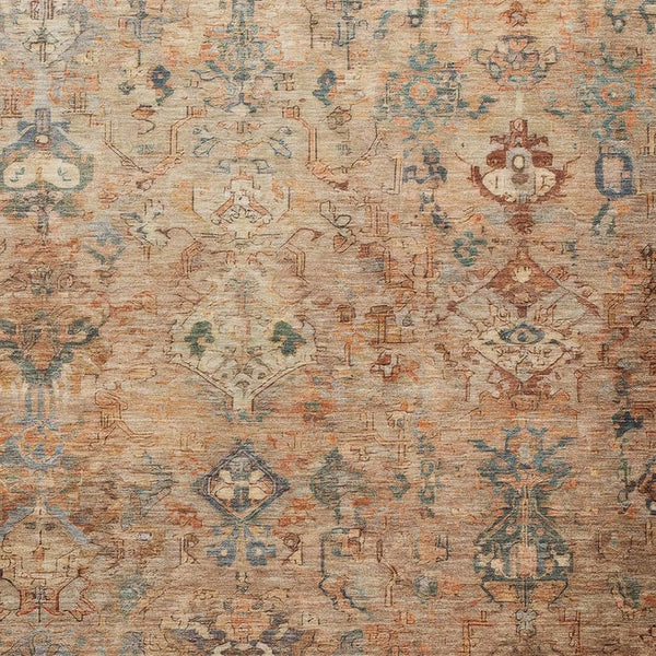 HomeRoots 10' Copper and Gray Medallion Washable Area Rug - Durable Indoor/Outdoor Style for High Traffic Spaces 659161