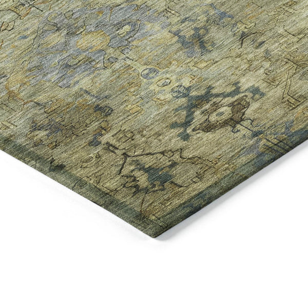 HomeRoots 10' Classic Medallion Washable Area Rug in Green, Blue & Ivory - Durable Indoor/Outdoor Design! 659167