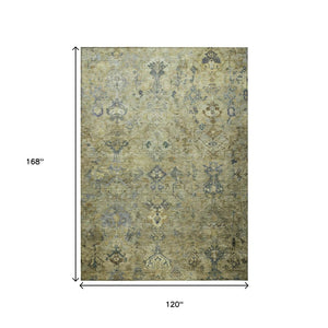 HomeRoots 10' Classic Medallion Washable Area Rug in Green, Blue & Ivory - Durable Indoor/Outdoor Design! 659167