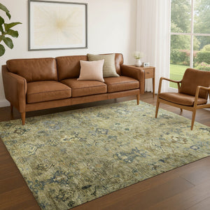 HomeRoots 10' Classic Medallion Washable Area Rug in Green, Blue & Ivory - Durable Indoor/Outdoor Design! 659167