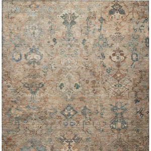HomeRoots 10' Khaki & Gray Washable Medallion Area Rug - Stylish, Durable, Indoor/Outdoor, Easy Care & Versatile 659173