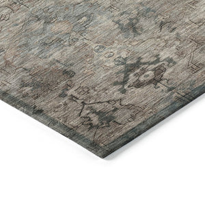 HomeRoots 8' Taupe and Gray Round Medallion Area Rug - Durable, Washable, Stylish Indoor Outdoor Decor Solution 659176