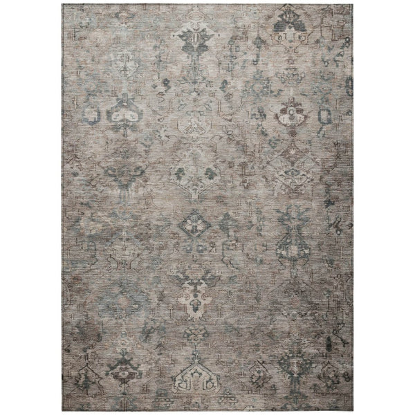 HomeRoots 8' Taupe and Gray Medallion Area Rug - Washable, Durable, Stylish Indoor/Outdoor Carpet for Any Space 659177