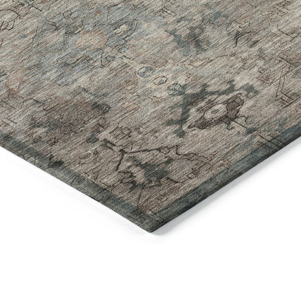 HomeRoots 8' Taupe and Gray Medallion Area Rug - Washable, Durable, Stylish Indoor/Outdoor Carpet for Any Space 659177