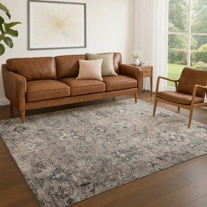 HomeRoots 8' Taupe and Gray Medallion Area Rug - Washable, Durable, Stylish Indoor/Outdoor Carpet for Any Space 659177