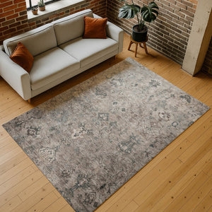 HomeRoots 8' Taupe and Gray Medallion Area Rug - Washable, Durable, Stylish Indoor/Outdoor Carpet for Any Space 659177