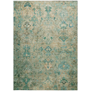 HomeRoots 5' X 8' Teal Blue & Beige Medallion Rug – Durable, Washable Area Rug for Indoor & Outdoor Use 659181